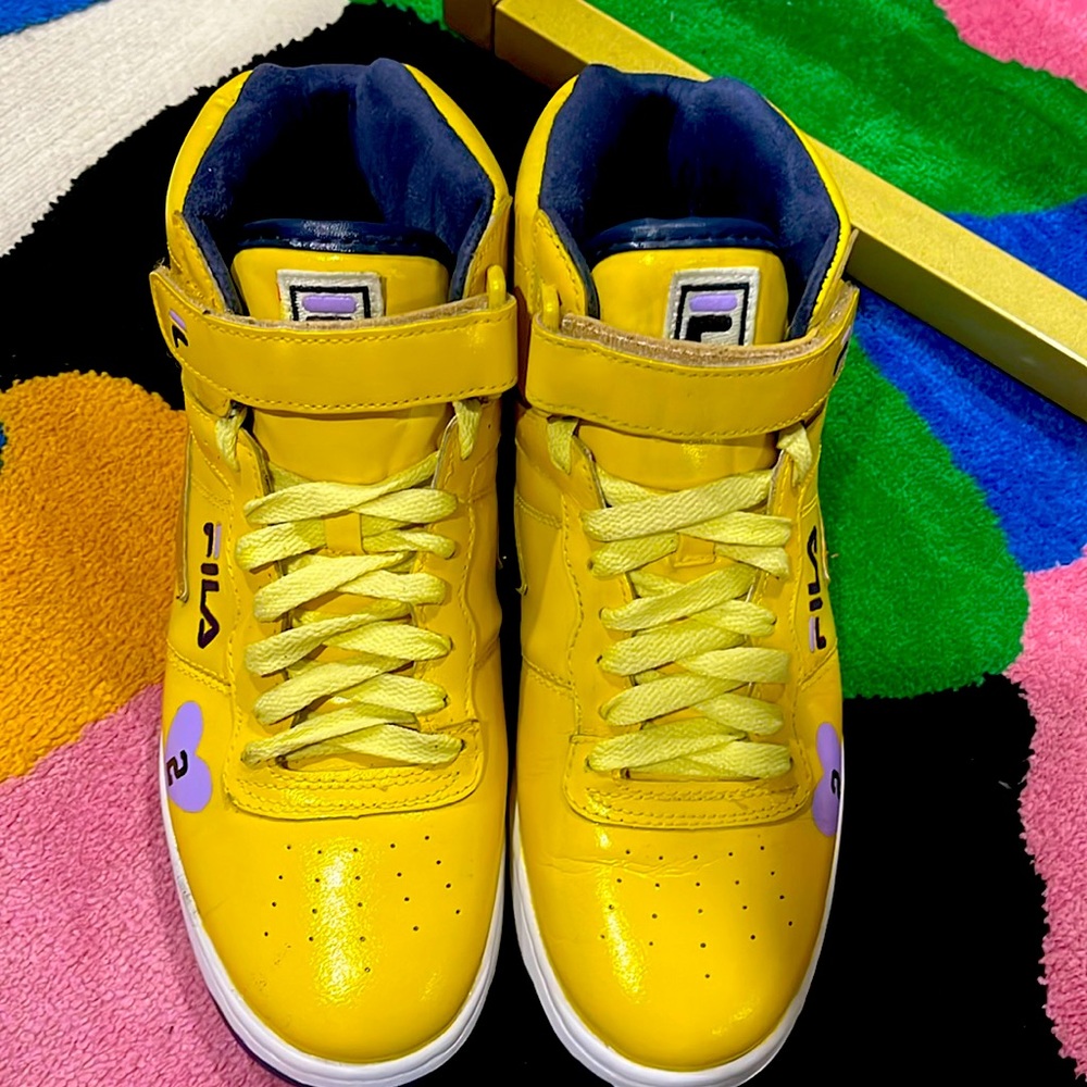 Gently used fila shoes for men custom made by myself for lakers fans